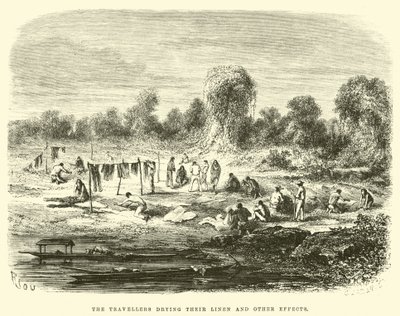 The Travellers Drying Their Linen and Other Effects by Edouard Riou